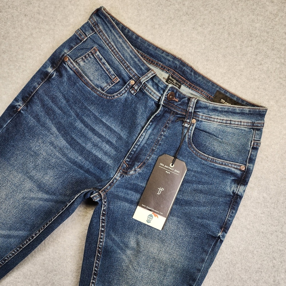 NEW The Perfect Jean NYC Mens 30x30 Slim Fit Stretch Blue Wash Denim Jeans